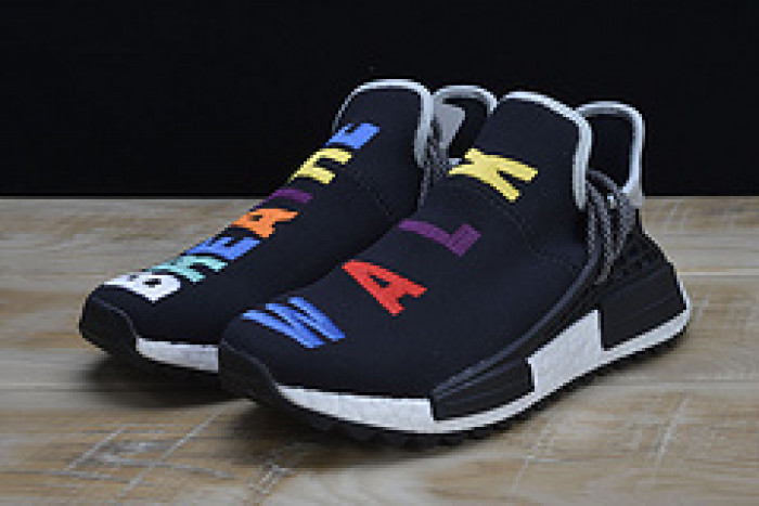 pharrell x  nmd hu tri-color black running shoes 114970010